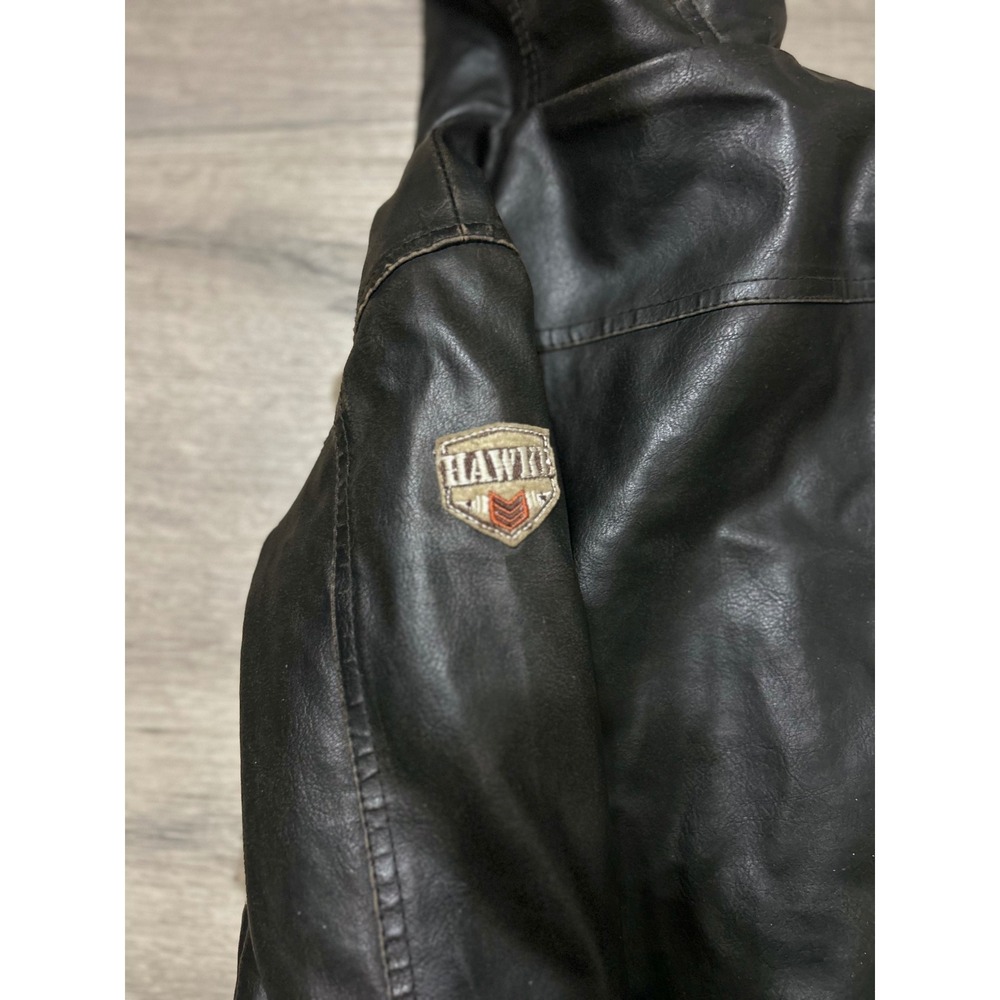 Hawke & Co Kids Black Faux Leather Sherpa Lined Hooded Jacket 3T 21042400 - Picture 5 of 5